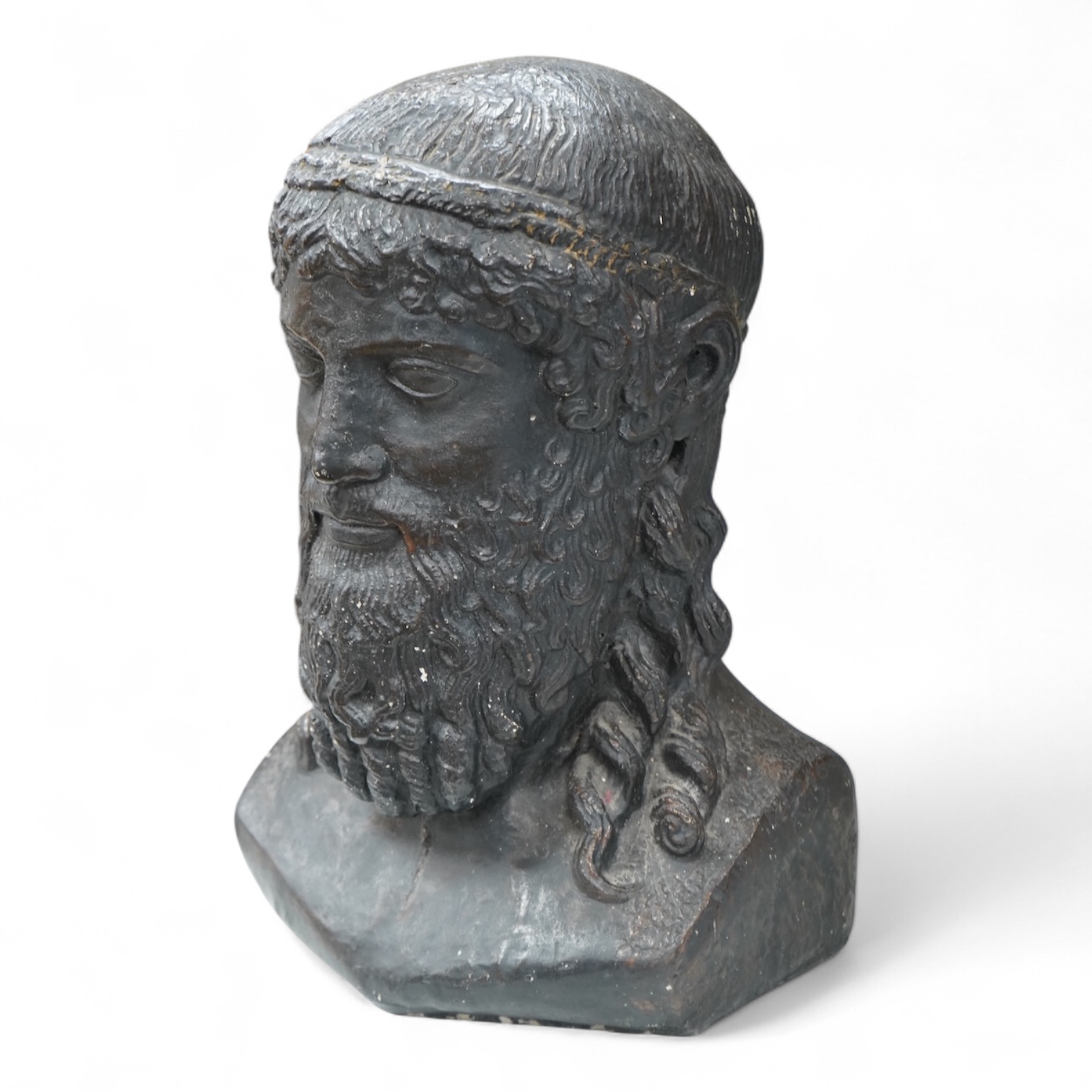A composition bust of a bearded Greek gentleman, 45cm high